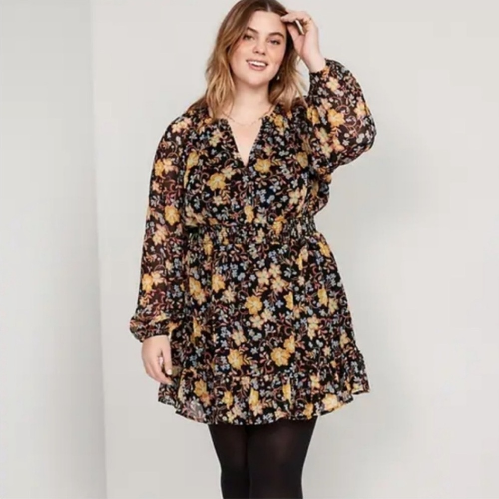 Old Navy Multicolor Floral Long Sleeve Dress